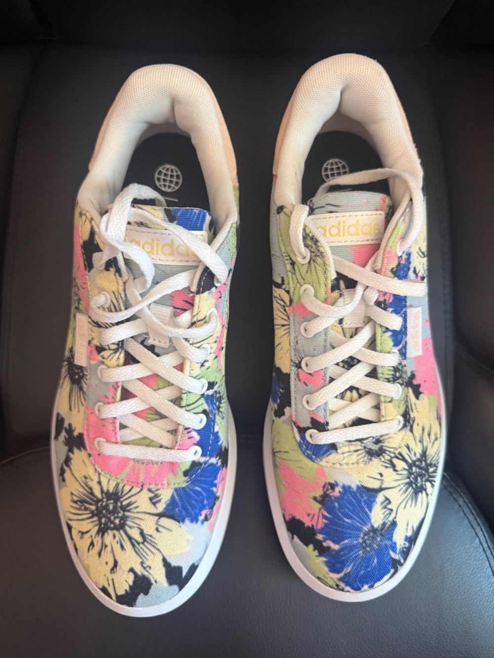 adidas Floral Canvas Sneakers in Blue, Pink, Yellow and Black
